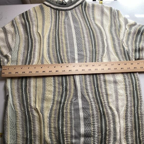 Vntg NWT Bergati 3D Gray Yellow Textured Hoodie Hip Hop Cosby Sweater… - Picture 6 of 9